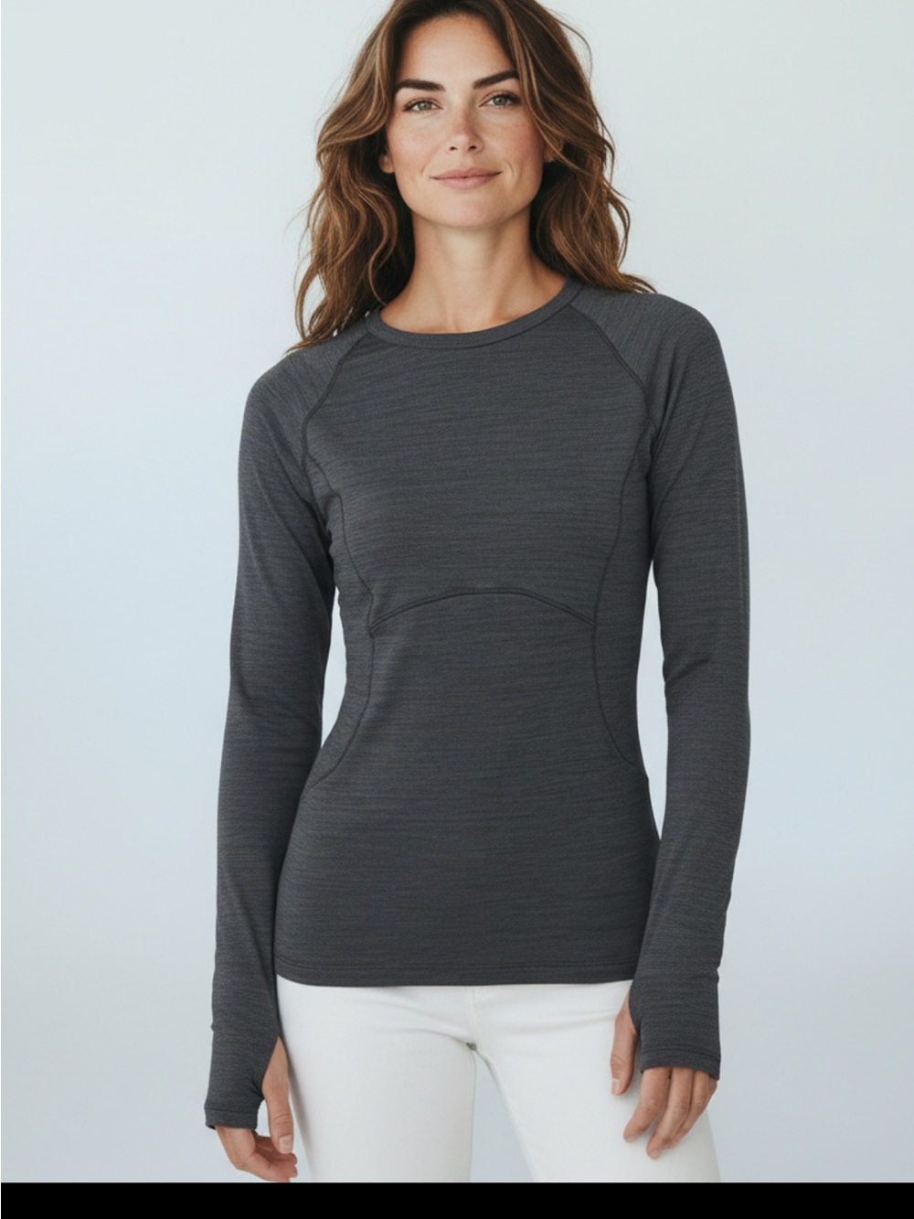 Spyder Brushed Active Top NWOT | XL • Heather Gray • Thumbholes • Zip Pocket